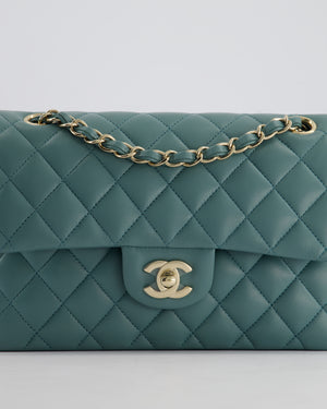 *HOT* Chanel Duck Egg Blue Small Double Flap Bag in Lambskin Leather with Champagne Gold Hardware