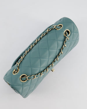 *HOT* Chanel Duck Egg Blue Small Double Flap Bag in Lambskin Leather with Champagne Gold Hardware