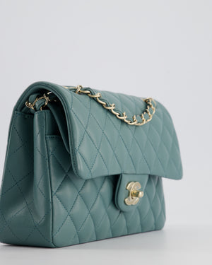 *HOT* Chanel Duck Egg Blue Small Double Flap Bag in Lambskin Leather with Champagne Gold Hardware