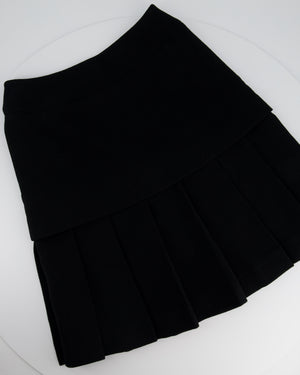 Chanel Black Pleated Panel Skirt with Gold CC Back Pocket Button Detail Size FR 36/38 (UK 8-10)