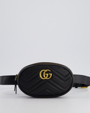 Gucci Black GG Marmont Matelassé Belt Bag with Gold Hardware