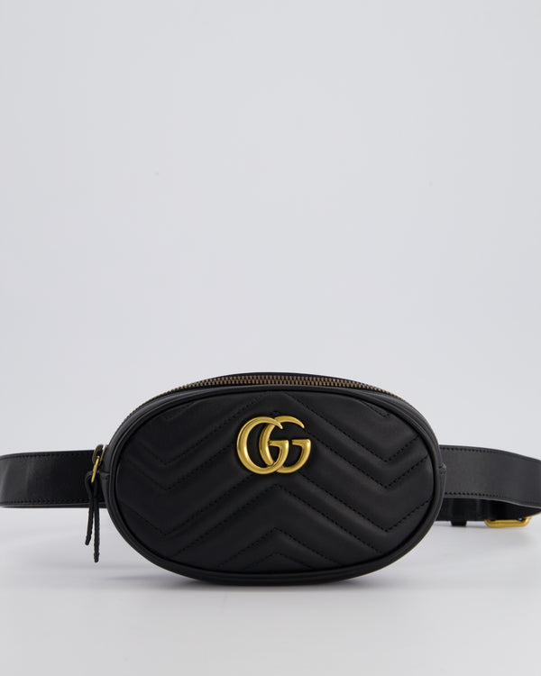 Gucci Black GG Marmont Matelassé Belt Bag with Gold Hardware