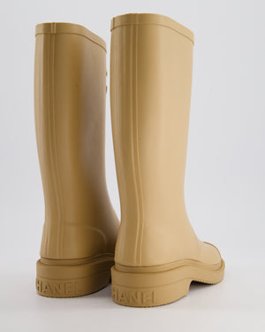 *HOT* Chanel Beige CC Logo Rain Boots Size EU 35