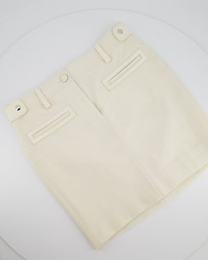 Tom Ford Cream Mini Skirt With Leather Belt Trim Size FR 36 (UK 6)