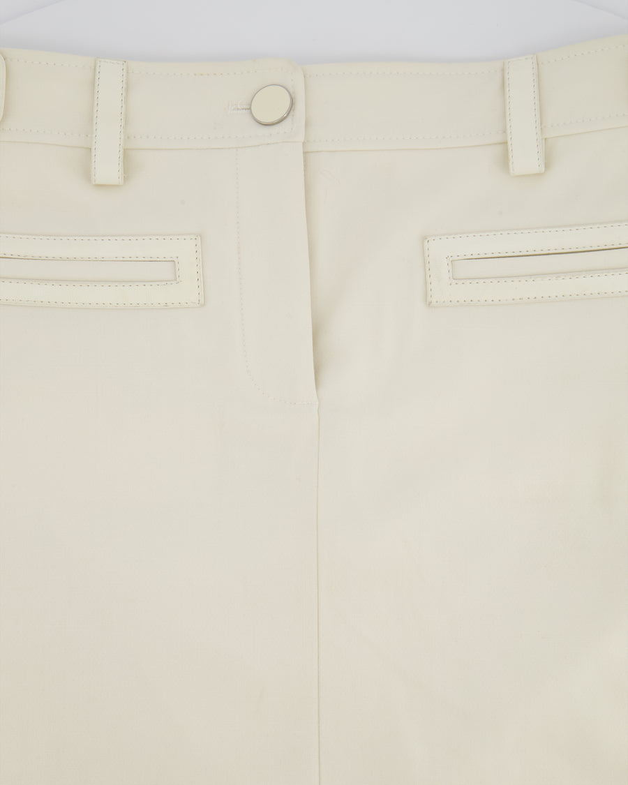 Tom Ford Cream Mini Skirt With Leather Belt Trim Size FR 36 (UK 6)