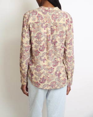 Isabel Marant Beige, Purple and Blue Printed Blouse FR 36 (UK 8)