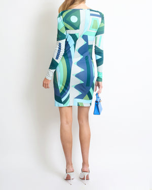 Emilio Pucci Green Cowl Neck Long Sleeve Midi Dress IT 38 (UK 6)