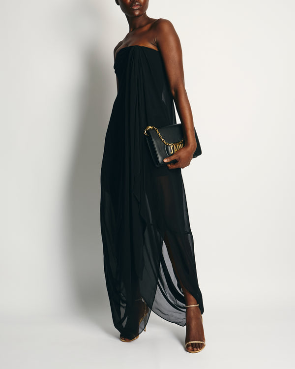 Jacquemus Black 
La Riviera
 Sheer Strapless Midi Dress with Tie Detail FR 36 (UK 8)