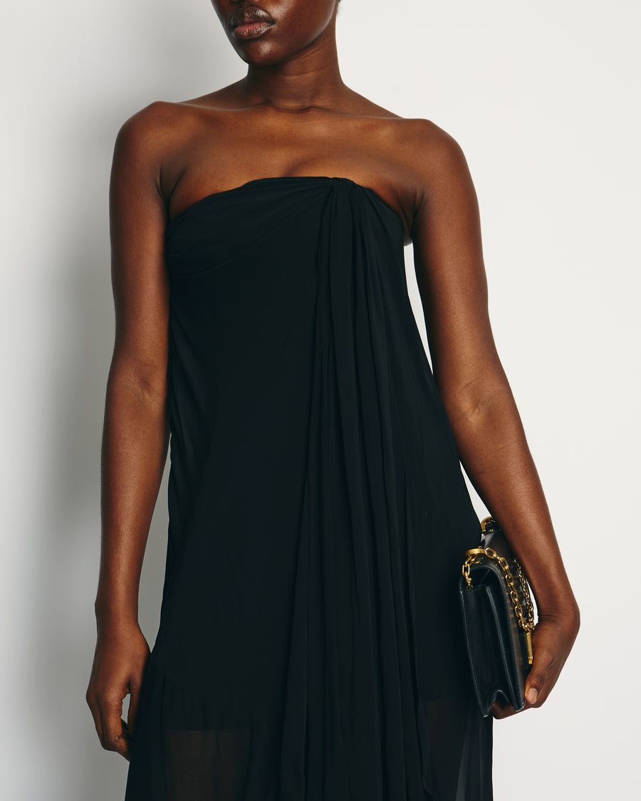 Jacquemus Black 
La Riviera
 Sheer Strapless Midi Dress with Tie Detail FR 36 (UK 8)