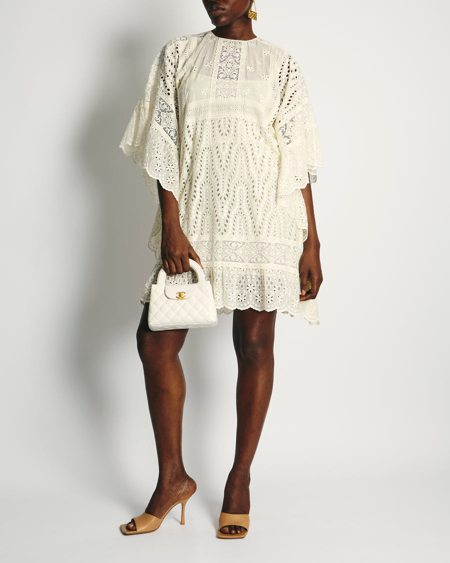 Valentino White Macrame Lace Poncho Dress Size IT 38 (UK 6)