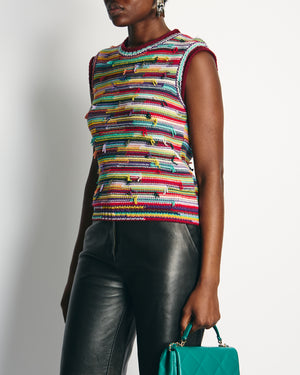 Chloé Multicolour Knotted Yarn Sleeveless Vest Size S ( UK 8) RRP £1,160