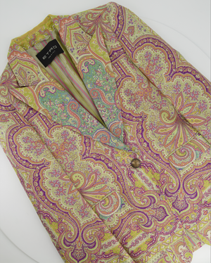 Etro MultI-Coloured Paisley Print Button Down Blazer with Lapel Detailing IT 42 (UK 12)