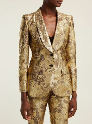 Dolce 
Gabbana Metallic Gold Floral Brocade Blazer Jacket Size IT 46 (UK 14)