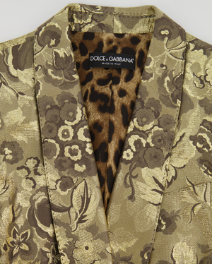 Dolce 
Gabbana Metallic Gold Floral Brocade Blazer Jacket Size IT 46 (UK 14)