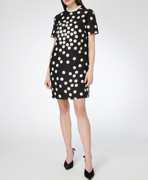 Valentino Black and White Silk Polka Dot Short-Sleeve Mini Dress with Collar Detail Size IT 40 (UK 8) RRP £2,500