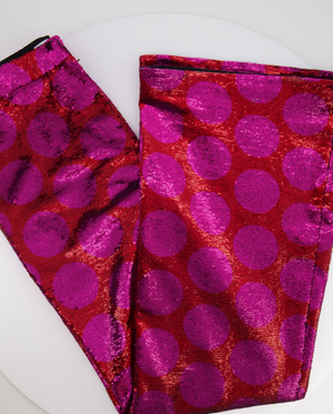 Halpern Pink Graphic Sequin Flare Trousers Size FR 40 (UK 12)