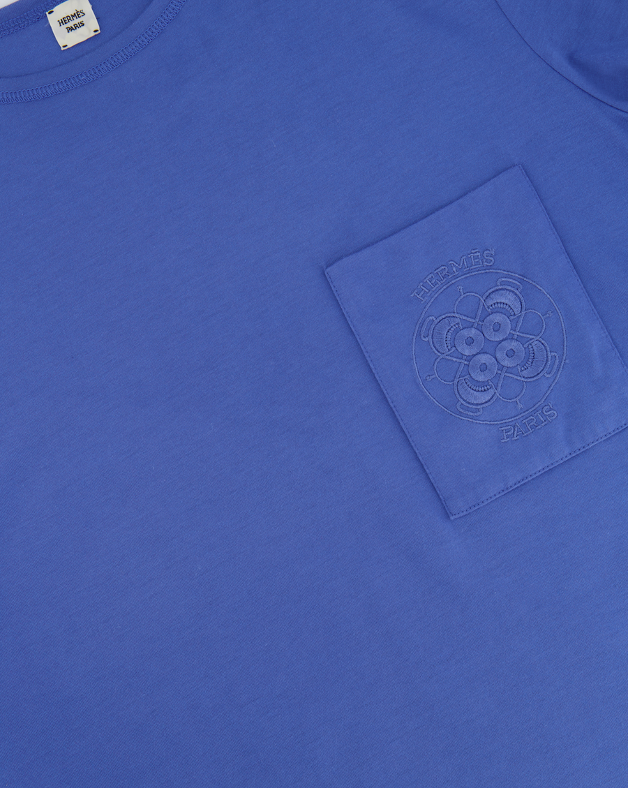 Hermès Blue T-Shirt with Logo Detail Size FR 38 (UK 10)