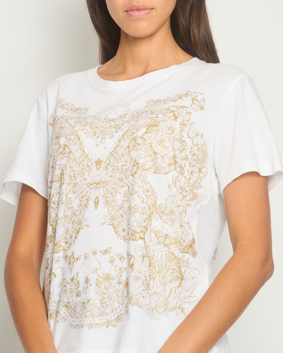 Christian Dior White Around-The-World Butterfly T-Shirt FR 38 (UK 10)