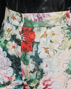 Dolce 
Gabbana Multicolour Floral Metallic High-Waisted Shorts Size IT 40 (UK 8)