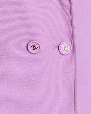 Chanel Vintage 97P Lilac Longline Blazer with CC Button Detail Size FR 38( UK 10)