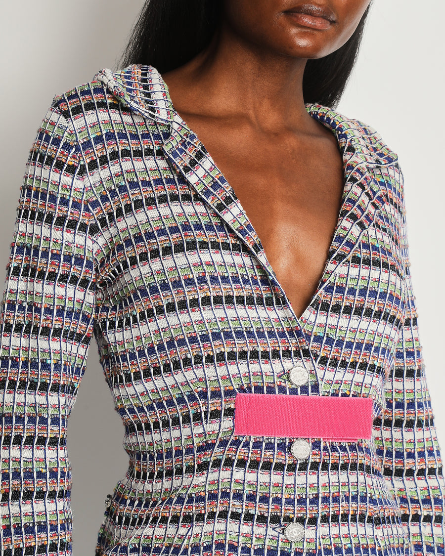 Chanel Multi-Coloured Tweed Jacket with Pink Velcro Closure Detail FR 38 (UK 10)