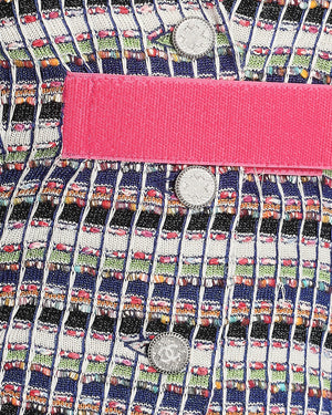 Chanel Multi-Coloured Tweed Jacket with Pink Velcro Closure Detail FR 38 (UK 10)