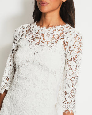 Dolce 
Gabbana White Lace Three Quarter Length Sleeve Dress Size IT 36 (UK 4)