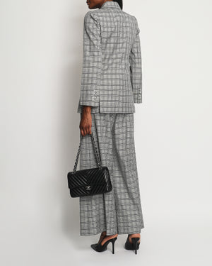 Zimmermann Grey, Black Check Double Breasted Jacket and Tailored Belted Trousers Set Size 0 (UK 6)