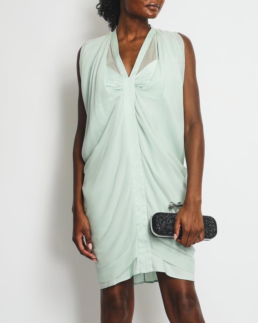 Balenciaga Pastel Green V-Neck Midi Dress FR 38 (UK 10)