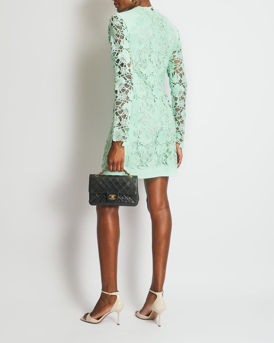 Giambattista Valli Mint Green Lace Long-Sleeve Dress IT 38 (UK 6) RRP £2900