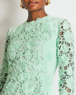 Giambattista Valli Mint Green Lace Long-Sleeve Dress IT 38 (UK 6) RRP £2900