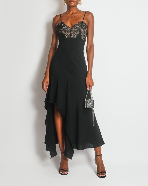 Alexander Mcqueen Black Lingerie Maxi Dress with Lace Details Size IT 42 (UK 10)