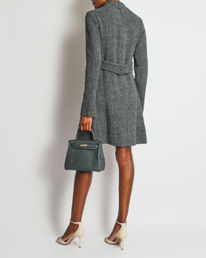 Chanel 12A Grey Tweed Long-Sleeve Mini Dress with Belt Detail Size FR 38 (UK 10) RRP £3,050