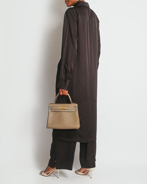 Jil Sander Chocolate Brown Pants and Long Belted Shirt Set Size UK 12