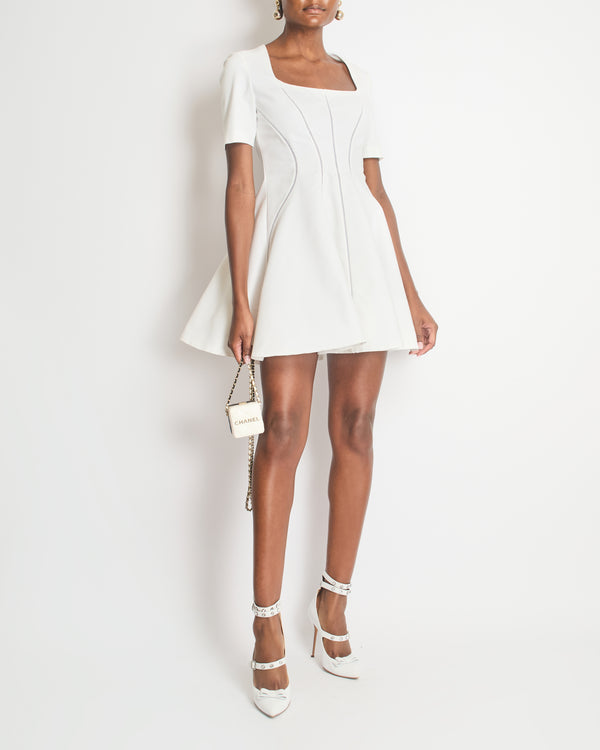 Miu Miu White Short-Sleeve Mini Dress Size IT 42 (UK 10)