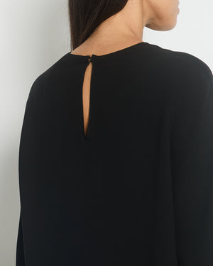 Valentino Black Round Neck Midi Dress with Cropped Sleeve Detail IT 42 (UK 10)