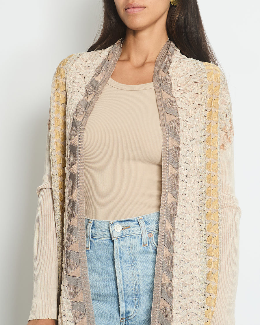 Missoni Beige Knitted Long Sleeve Cardigan IT 38 (UK 6)