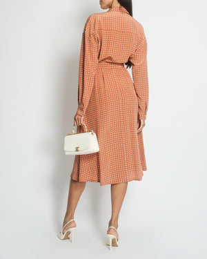 Loro Piana Terracotta Long-Sleeve Midi Shirt Dress IT 38 (UK 6)