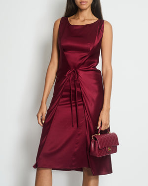 Chanel Vintage 98A Burgundy Silk Wrap Dress Size FR 38 ( UK 10)