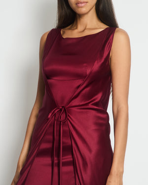 Chanel Vintage 98A Burgundy Silk Wrap Dress Size FR 38 ( UK 10)