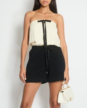 Chanel Black and White Bandeau Playsuit with Elasticated Top Detail Size FR 34 (UK 6)