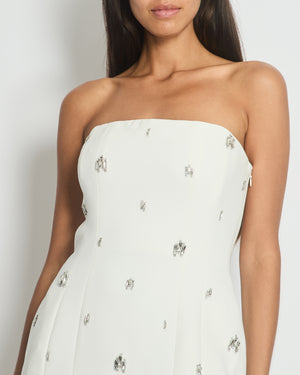 ALC White Strapless Mini Dress with Embellishment Detail FR 34 (UK 6)