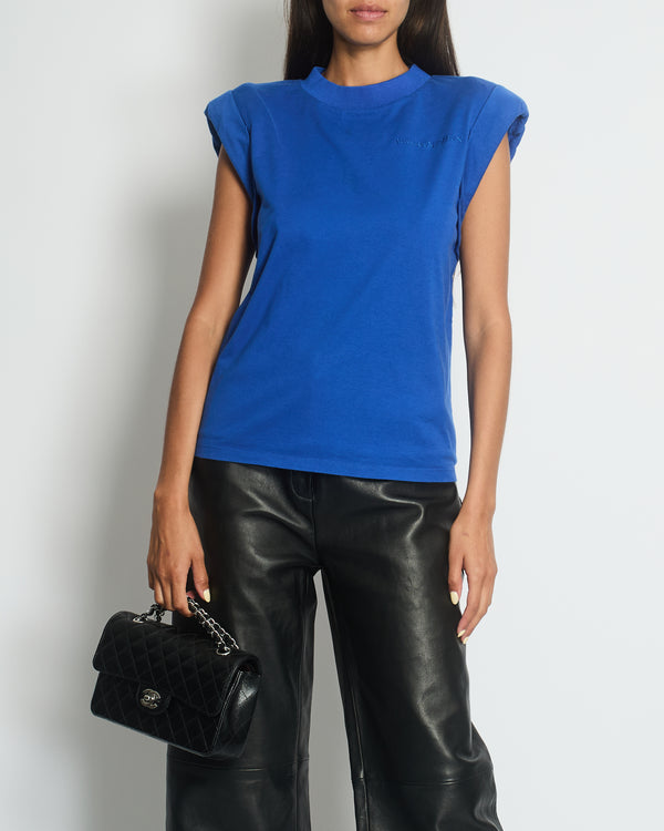 Alexander McQueen Cobalt Blue Vest Top with Shoulder Pad Detail IT 38 (UK 6)