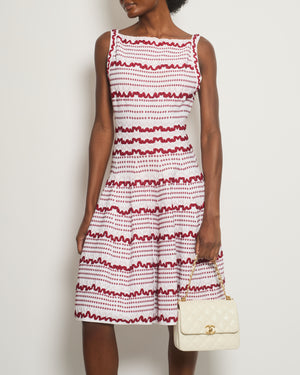 Alaia Red and White Abstract Striped Sleeveless Mini Dress Size FR 40 (UK 12)