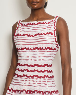 Alaia Red and White Abstract Striped Sleeveless Mini Dress Size FR 40 (UK 12)