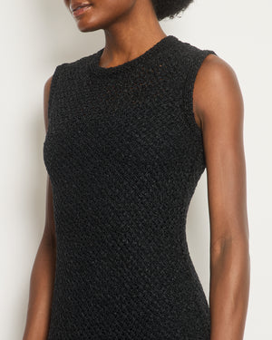 Chanel Black Crochet Sleeveless Mini Dress Size FR 36 (UK 8)