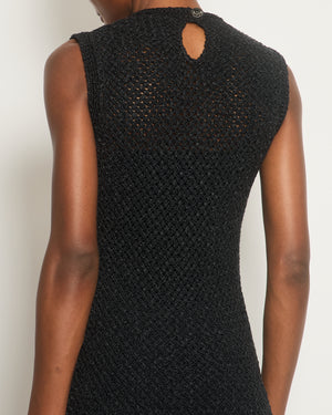 Chanel Black Crochet Sleeveless Mini Dress Size FR 36 (UK 8)