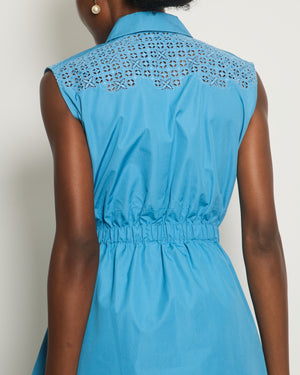 Louis Vuitton Blue Mini Sleeveless Dress with Perforated Monogram Details Size FR 38 (UK 10)