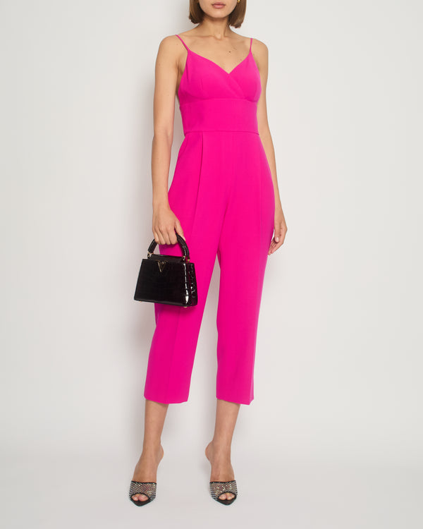 Rasario Fuchsia Pink Cropped Jumpsuit UK 10