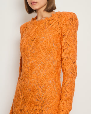 Ermanno Scervino Orange Crochet Long-Sleeve Maxi Dress Size IT 42 (UK 10) RRP £2,920